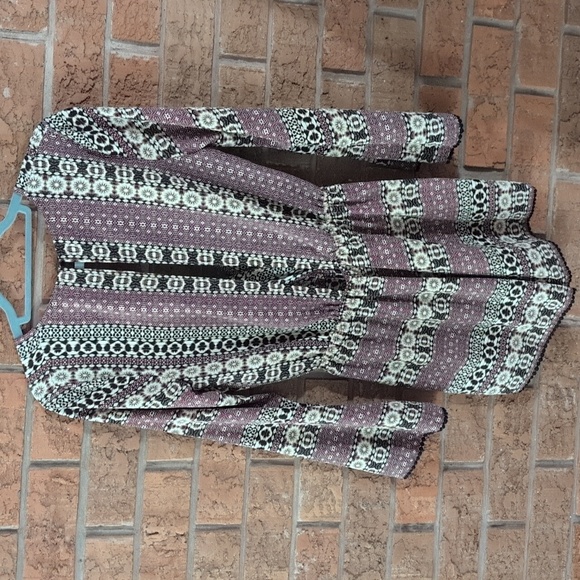 California Moonrise Bohemian Patterned Bell Sleeve Shorts Romper Size Small - Picture 7 of 9